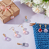 Transparent Glass Enamel Pendant Stitch Markers HJEW-AB00418-4