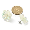 Luminous Glow in the Dark Resin Flower Stud Earrings with 304 Stainless Steel Pins EJEW-JE05359-02-3