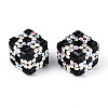 Polymer Clay Rhinestone Beads with Square Acrylic CLAY-T022-03B-2