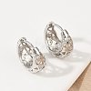 Hollow Triangle Brass Micro Pave Clear Cubic Zirconia Hoop Earring EJEW-M082-12P-5