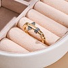 Brass Micro Pave Clear Cubic Zirconia Cuff Finger Rings for Women RJEW-C116-02G-1