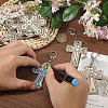 36Pcs 12 Styles Unfinished Wood Cross Keychain DIY-GL0006-34-3