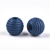 Painted Natural Wood Beehive Beads WOOD-S049-04A-02-2
