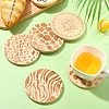 5Pcs 5 Colors Wood Coaster AJEW-CJ0001-67-5