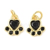 Brass Pave Cubic Zirconia Paw Print Charms KK-I355-17G-05-1