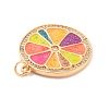 Eco-Friendly Brass Micro Pave Cubic Zirconia with Enamel Pendants KK-K268-33G-4