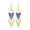 Ring with Starfish Tassel Glass Seed with Brass Boho Dangle Earrings EJEW-MZ00145-1