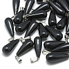 Natural Black Stone Pendants G-T081-28-1