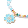 Alloy Enamel Sakura Charm Bracelet BJEW-JB08850-4