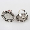 Vintage Adjustable Iron Flower Finger Ring Components Alloy Cabochon Bezel Settings X-PALLOY-O036-21AS-1