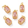 Real 18K Gold Plated Brass Inlaid Cubic Zirconia Charms ZIRC-L100-075G-2