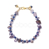 Natural Lapis Lazuli & Amethyst Chip Beaded Bracelets for Women BJEW-JB12526-01-2