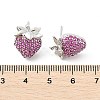 Strawberry Brass Micro Pave Cubic Zirconia Stud Earrings EJEW-M077-15P-3