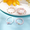 4Pcs 4 Style Glass Seed Beaded Stretch Finger Rings RJEW-JR00661-04-2