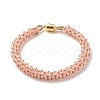 Glass Seed Beaded Bracelet with Brass Magnetic Clasps BJEW-JB07801-04-1