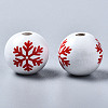 Painted Natural Wood European Beads WOOD-S057-039B-3
