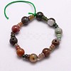 Natural Indian Agate 3-Hole Guru Bead Strands G-K149-15-1