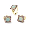 Natural Amazonite & Amethyst Rectangle Adjustable Ring RJEW-B030-01B-02-1