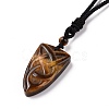 Natural Tiger Eye Sailor's Knot Pendant Necklace with Nylon Cord for Women NJEW-E091-02B-3