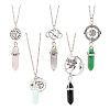 5Pcs 5 Style Glass Imitation Gemstone Bullet Pendant Necklaces Set NJEW-GA0001-04-1