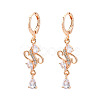 Brass Micro Pave Cubic Zirconia Dangle Leverback Earrings EJEW-N058-08G-2