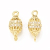 Brass Micro Pave Clear Cubic Zirconia Connector Charms KK-P228-71G-2