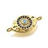 Brass Micro Pave Blue & Clear Cubic Zirconia Eye Connector Charms KK-D295-24G-2