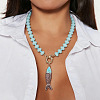 Bohemian Alloy Enamel Fish Pendant Rondelle Resin Beaded Necklaces for Women WGAFD1E-03-2