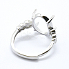 Anti-Tarnish Rhodium Plated 925 Sterling Silver Finger Ring Components STER-G027-04P-3