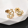 Hollow Cow 201 Stainless Steel Pendant Necklaces & Stud Earrings Sets for Women SJEW-Q025-05G-3