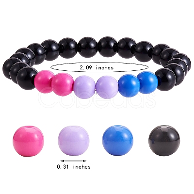 Acrylic Round Beaded Stretch Bracelet for Women BJEW-SW00066-03-1