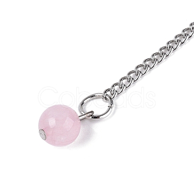 Natural Rose Quartz Dowsing Pendulum Pendants AJEW-N005-01C-1