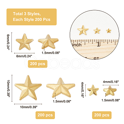 600Pcs 3 Style Star Brass Cabochons FIND-AR0002-57-1