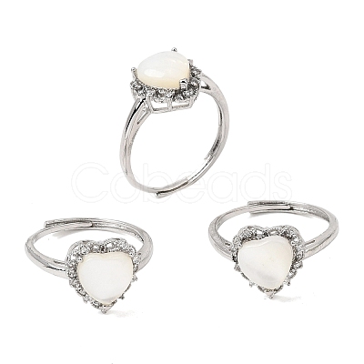 Brass Micro Pave Cubic Zirconia Finger Rings CU-CBA260E-04P-1