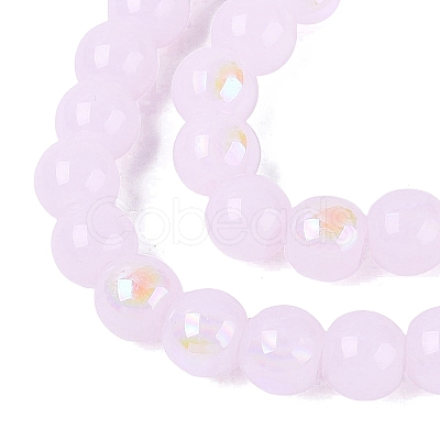 Electroplate Imitation Jade Glass Beads Strands EGLA-Q132-6MM-01B-03-1