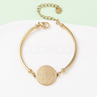 Religion 304 Stainless Steel Link Bracelets for Women LS-BJEW-F524-02A-G-1