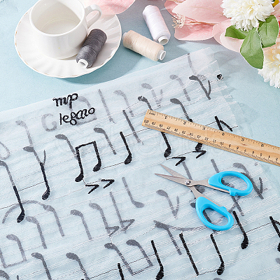 Musical Note Pattern Polyester Mesh Fabric DIY-WH0449-28A-1