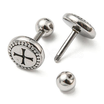 304 Stainless Steel Stud Earrings EJEW-Z034-15AS-1