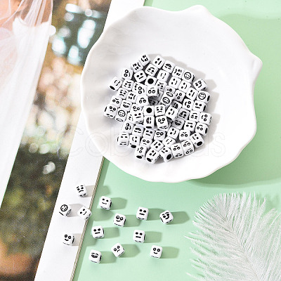 Craft White Acrylic Beads MACR-YW0001-13-1