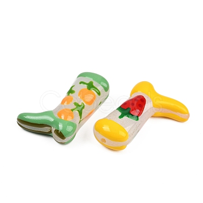 Boot Baking Paint Glass Enamel Beads LAMP-C020-02-1