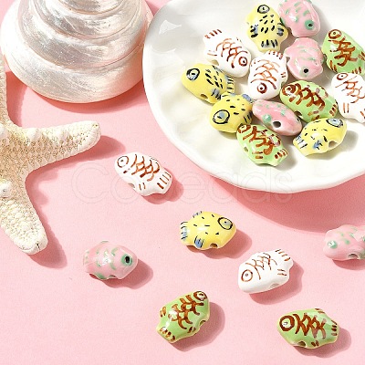 20Pcs 4 Colors Handmade Porcelain Beads PORC-YW0001-23-1