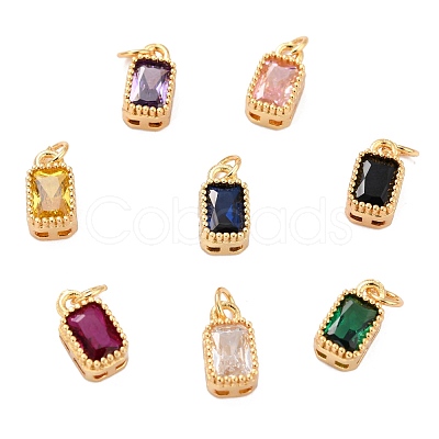 Real 18K Gold Plated Brass Inlaid Cubic Zirconia Charms ZIRC-L100-075G-1