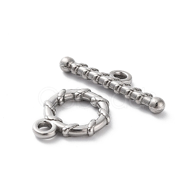 Non-Tarnish 304 Stainless Steel Ring Toggle Clasps STAS-A092-09D-P-1