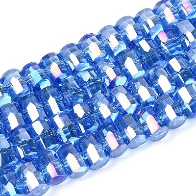 Electroplate Transparent Glass Beads Strands EGLA-N022-09A-B05-1