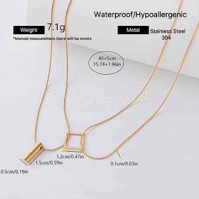 304 Stainless Steel Pendant Double Layer Necklaces for Women OK0426-2-1