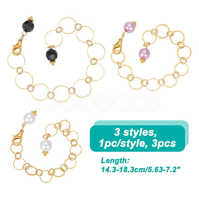 3Pcs 3 Styles Acrylic Pendant Knitting Row Counter Chains HJEW-NB00069-1
