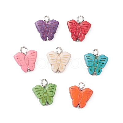 Dyed Synthetic Turquoise Pendants PALLOY-JF04177-1