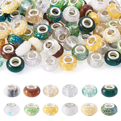 72Pcs 12 Colors Christmas Theme Resin Rondelle European Beads RESI-TA0004-88-1