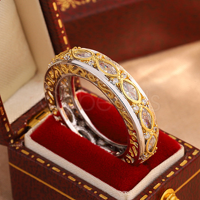 Brass Micro Pave Clear Cubic Zirconia Finger Rings for Women WG9A5FC-01-1