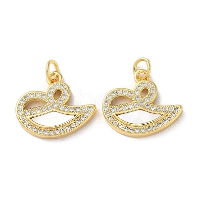 Brass Micro Pave Clear Cubic Zirconia Pendants KK-B083-33E-G-1